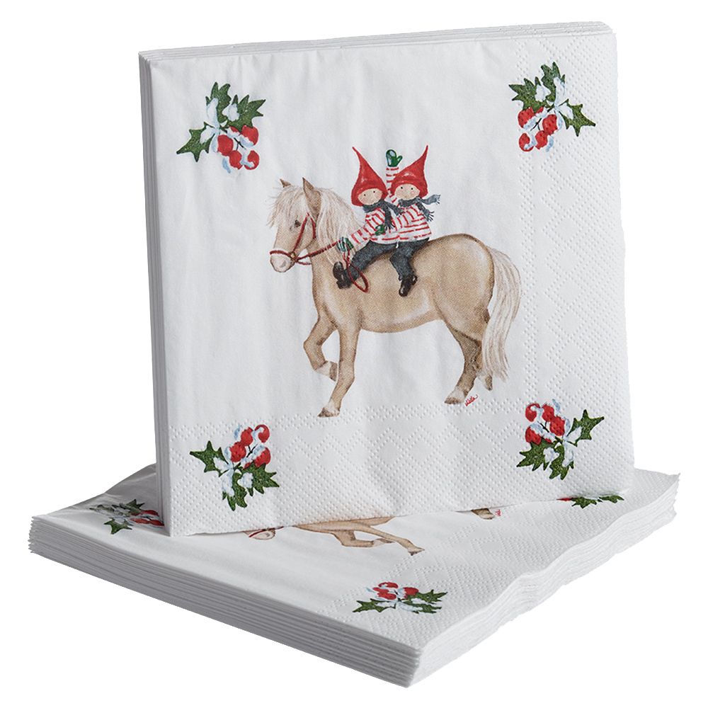 Nääsgränsgården Tomte Tusse Papierservietten 33x33 cm 20 Stk. rot,...