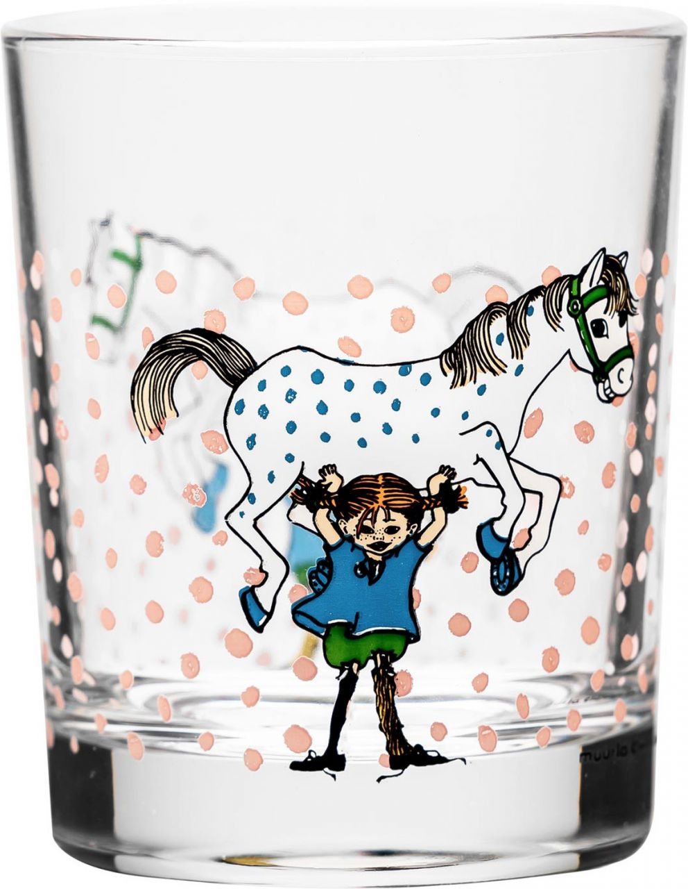 Muurla Pippi Langstrumpf Pippi und Pferd Glas 0,2 l klar, rosa, blau''