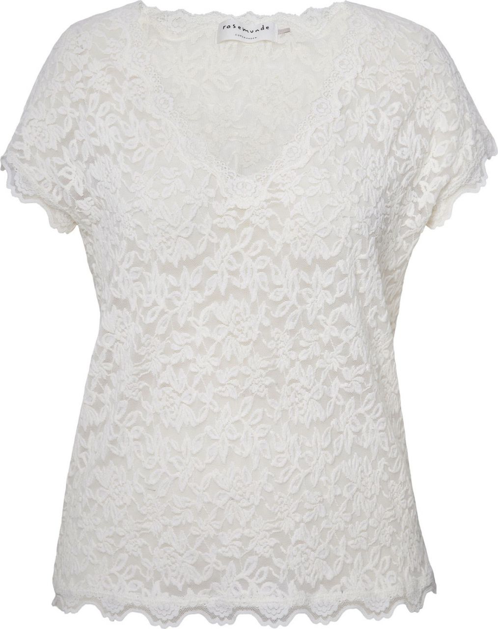 Rosemunde Copenhagen Damen T-Shirt mit Spitzenbesatz 5752''