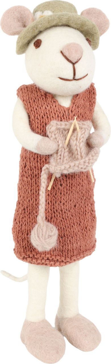 Gry & Sif Kinder / Deko Mausfrau mit Tasche & Hut Filz Höhe 27 cm...