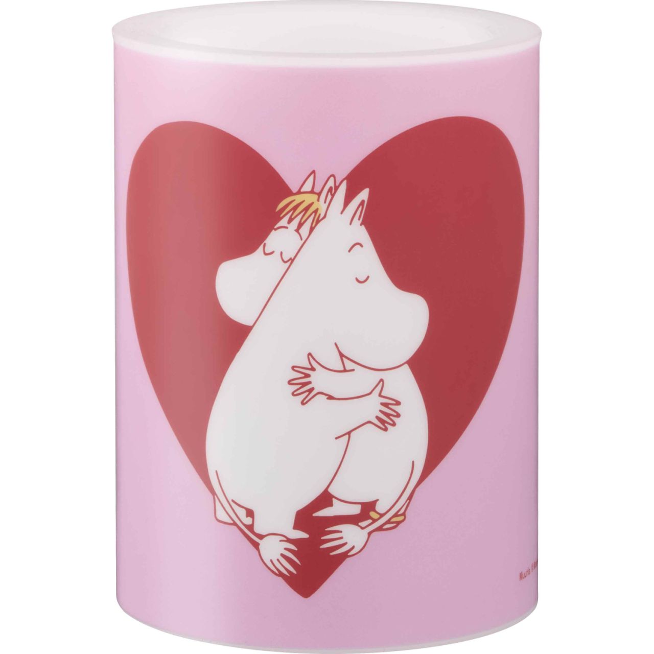 Muurla Mumin Herz LED Kerze rosa, rot, weiß Ø 7,5 cm Höhe 10 cm''