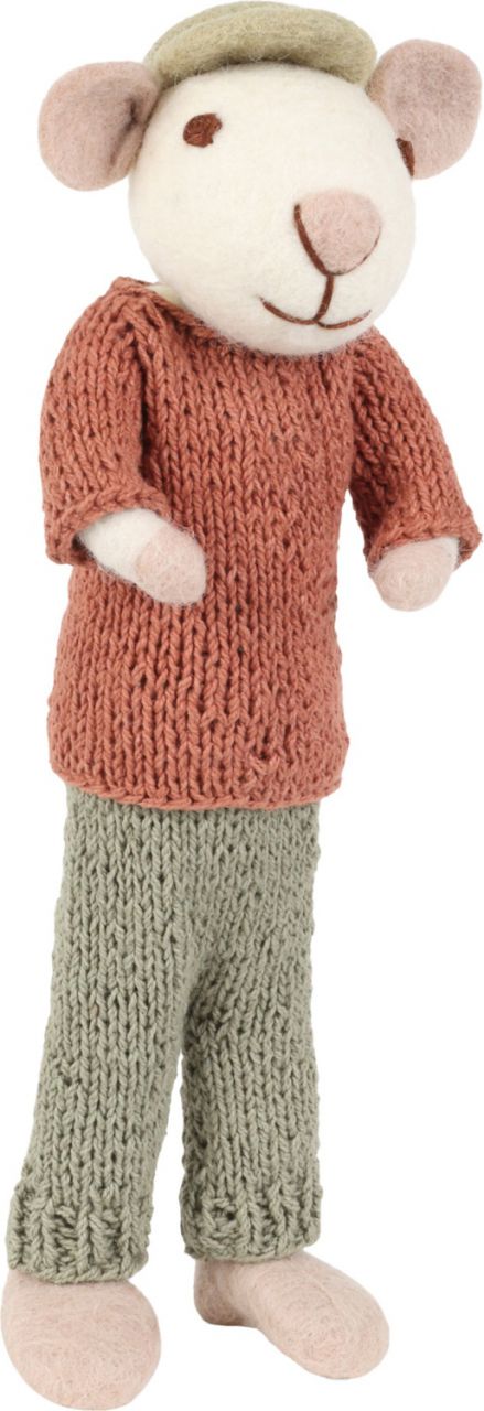 Gry & Sif Kinder / Deko Mausmann mit Hut Filz Höhe 27 cm weiß,...