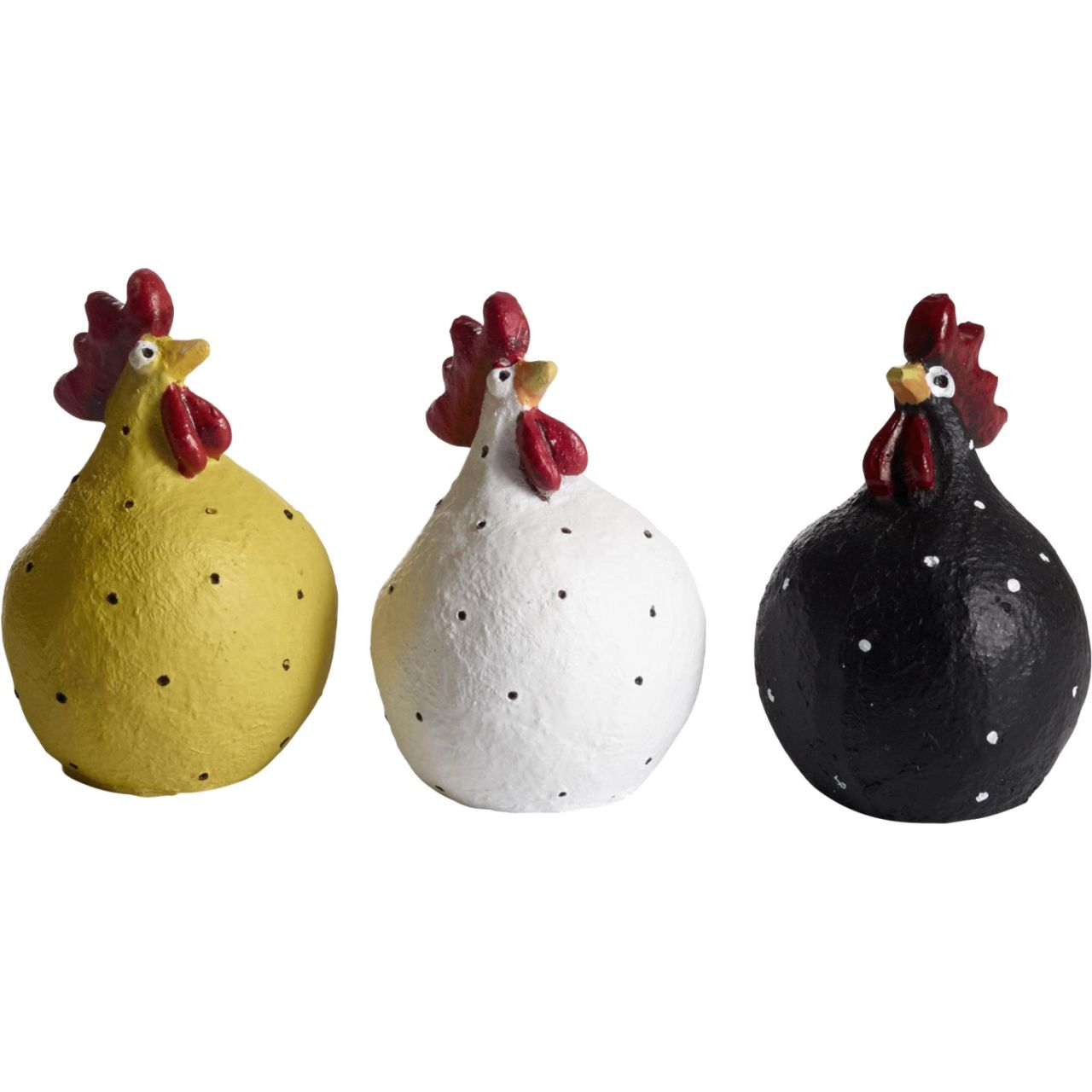 Nääsgränsgården Osterhühner 3er Set Höhe 5,2 cm gelb, weiß, schwarz''