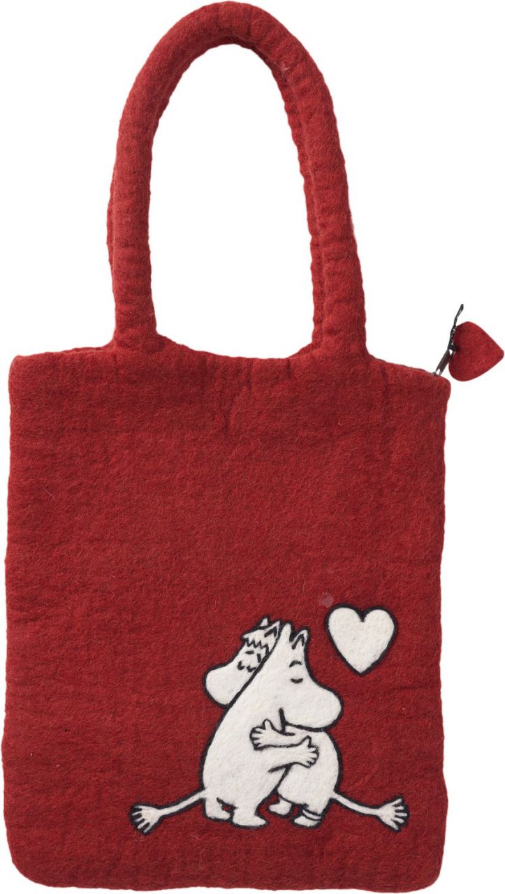 Klippan Mumins in Liebe Filztasche Handarbeit 30x35 cm rot''