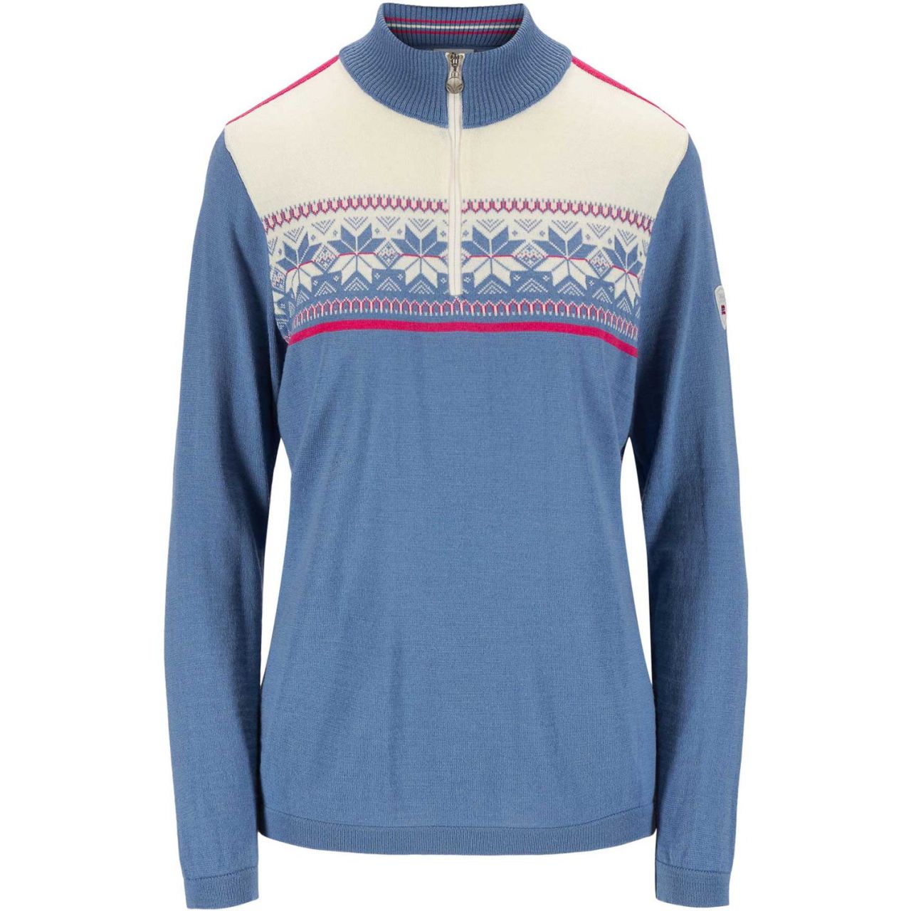 Dale of Norway Damen Merino Pullover mit Kragen blue shadow, creme...
