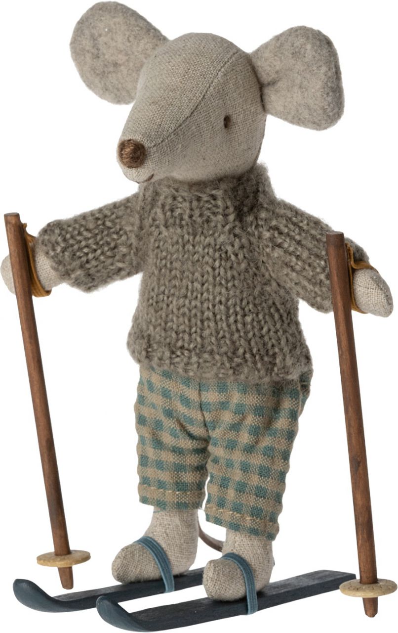 Maileg Maus Winter mit Ski Großer Bruder Höhe 13 cm mehrfarbig''
