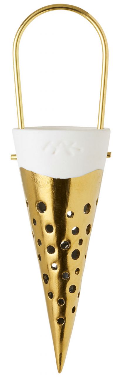Kähler Design Nobili Hängedeko Weihnachtskegel creme, gold''