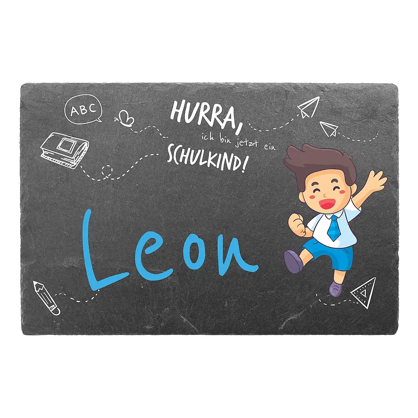 Türschild für Kinderzimmer aus Schiefer - Geschenk zum Schulanfang 30 x 20 cm für Jungs