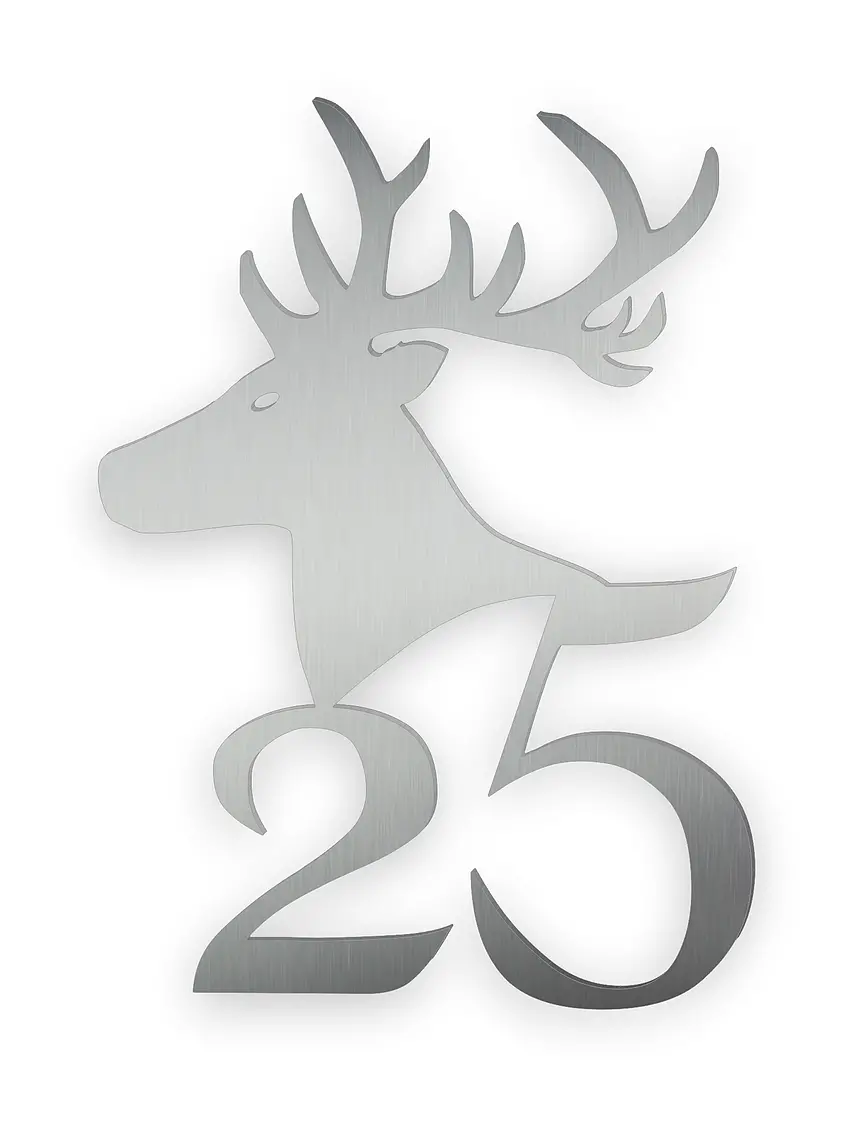 Edelstahl Hausnummer mit Hirschgeweih für Jäger und Förster