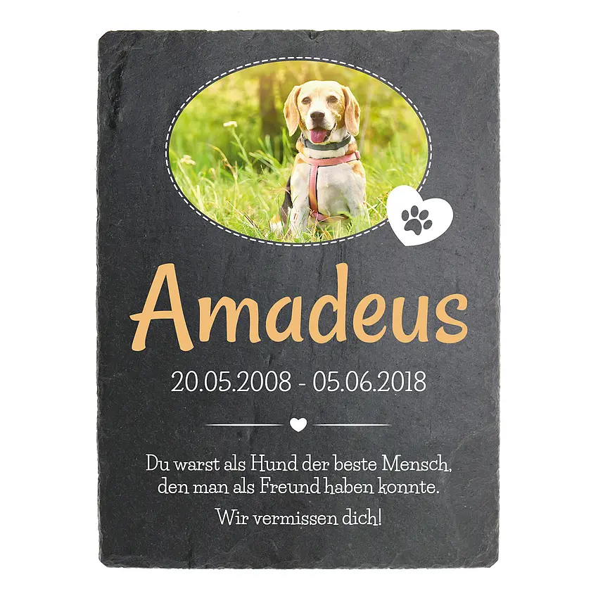 Gedenktafel aus Schiefer für Haustiere 15 x 20 cm