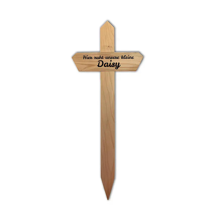 Holzkreuz für das Haustier mit Name Variante 3