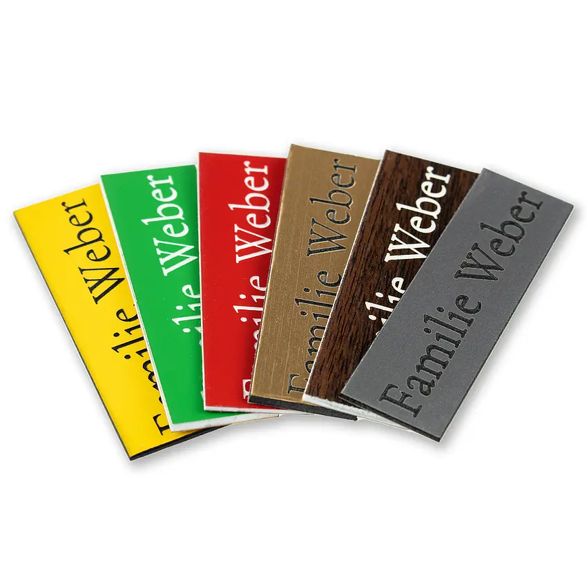 Schild für Tür, Klingel oder Briefkasten mit Gravur in verschiedenen Materialfarben