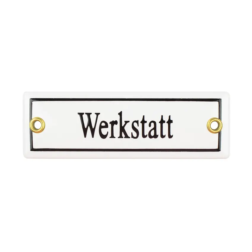 Emailleschild Werkstatt | 12,5 x 4 cm