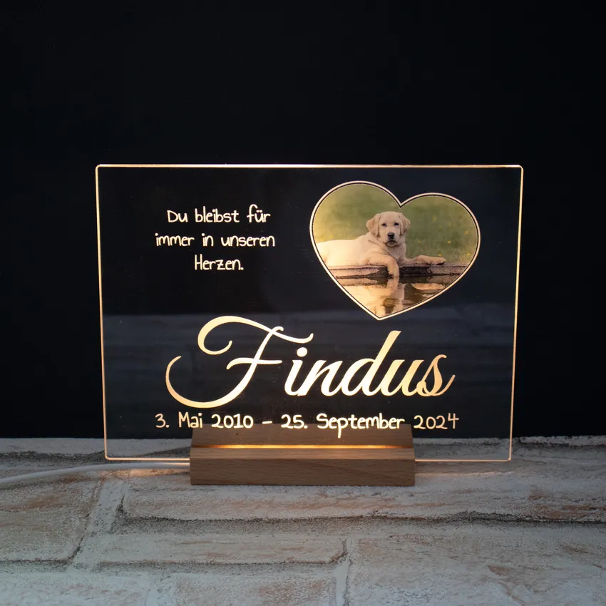 Gedenktafel aus Acrylglas für Haustiere 20 x 15 cm