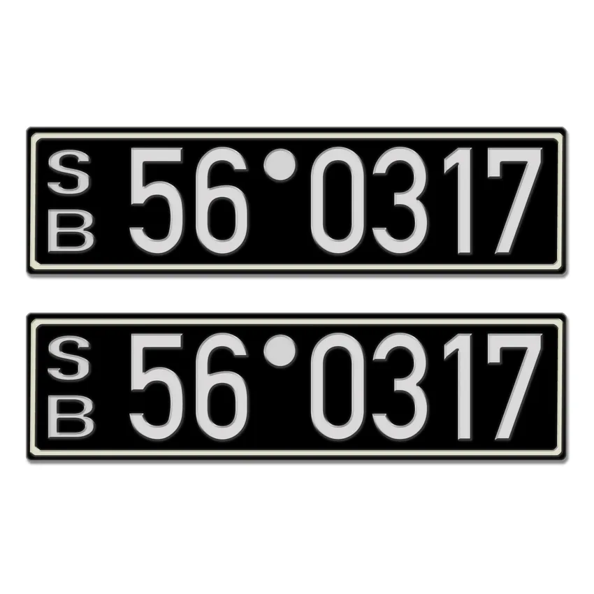 2er Set PKW Kennzeichen Besatzungszeit SB 1948 - 53 Replika - Sowjetische Besatzungszone Brandenburg