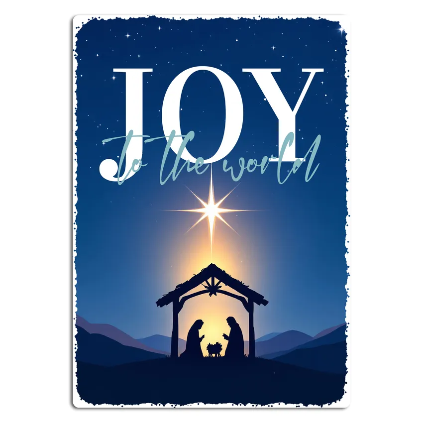 Blechschild A4 Weihnachten 'Joy to the world' | Stall im Licht