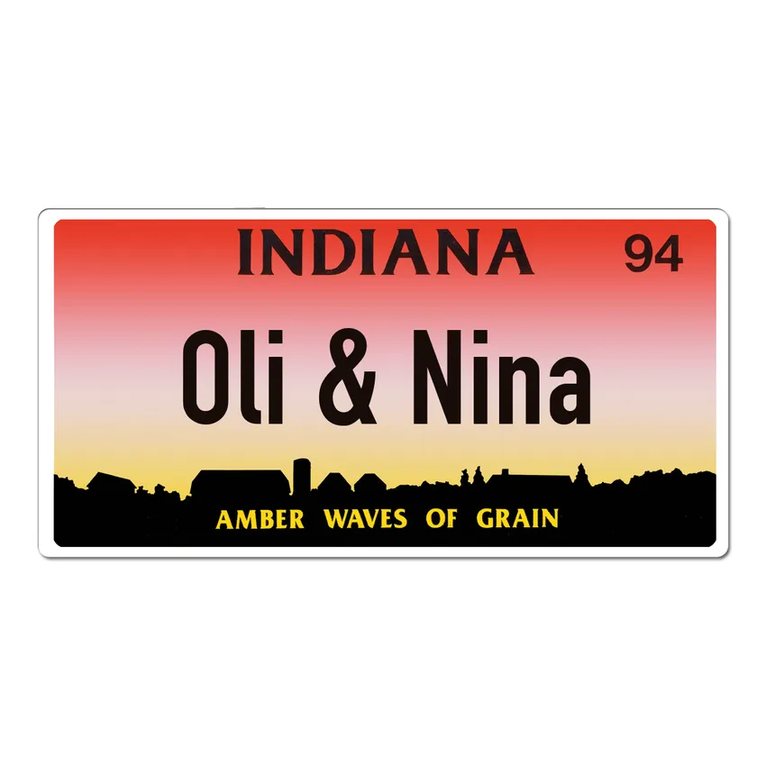 Indiana US Kennzeichen mit individuellem Wunschtext bedruckt 30 x 15 cm