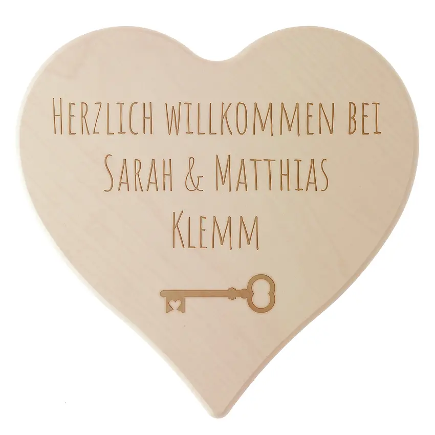 Holzschild 'Herzlich willkommen' mit Ihrem Wunschtext - Größe 24 cm - Gravur