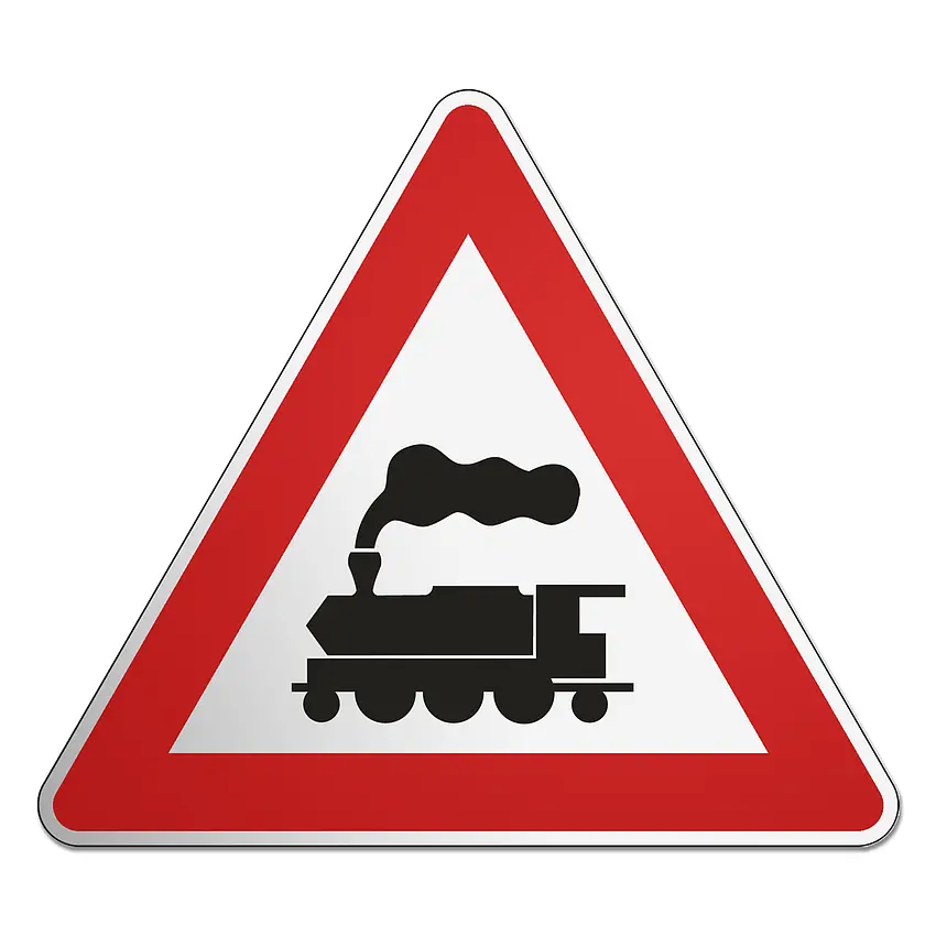 Dreieckiges Verkehrsschild mit Eisenbahn