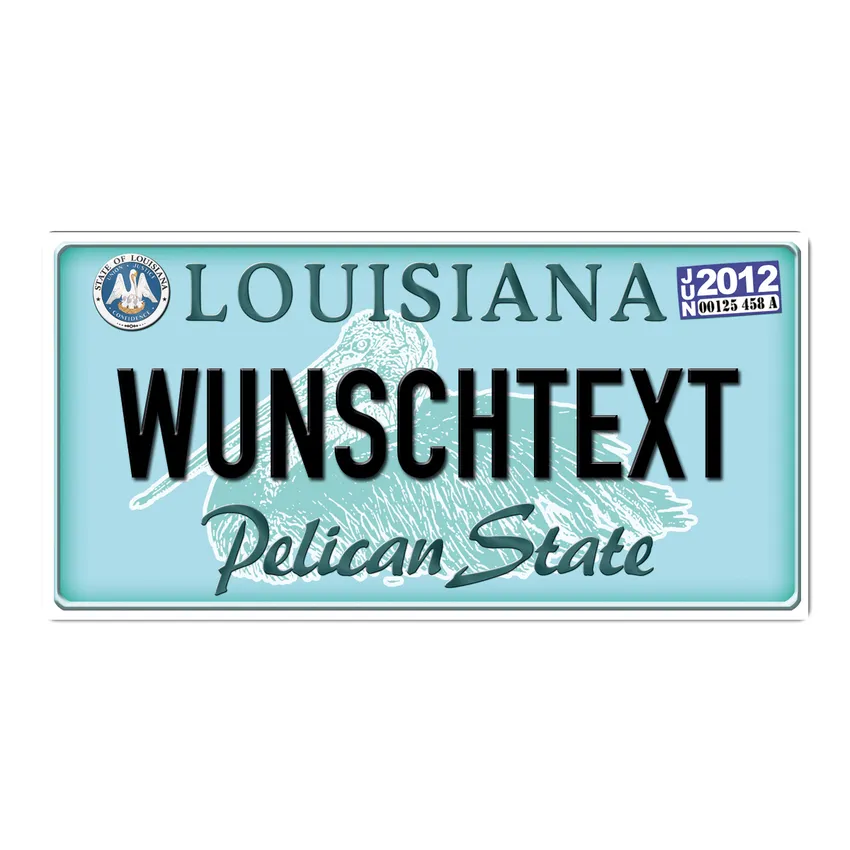 Louisiana USA Deko Kfz-Kennzeichen mit Wunschtext bedruckt 30 x 15 cm
