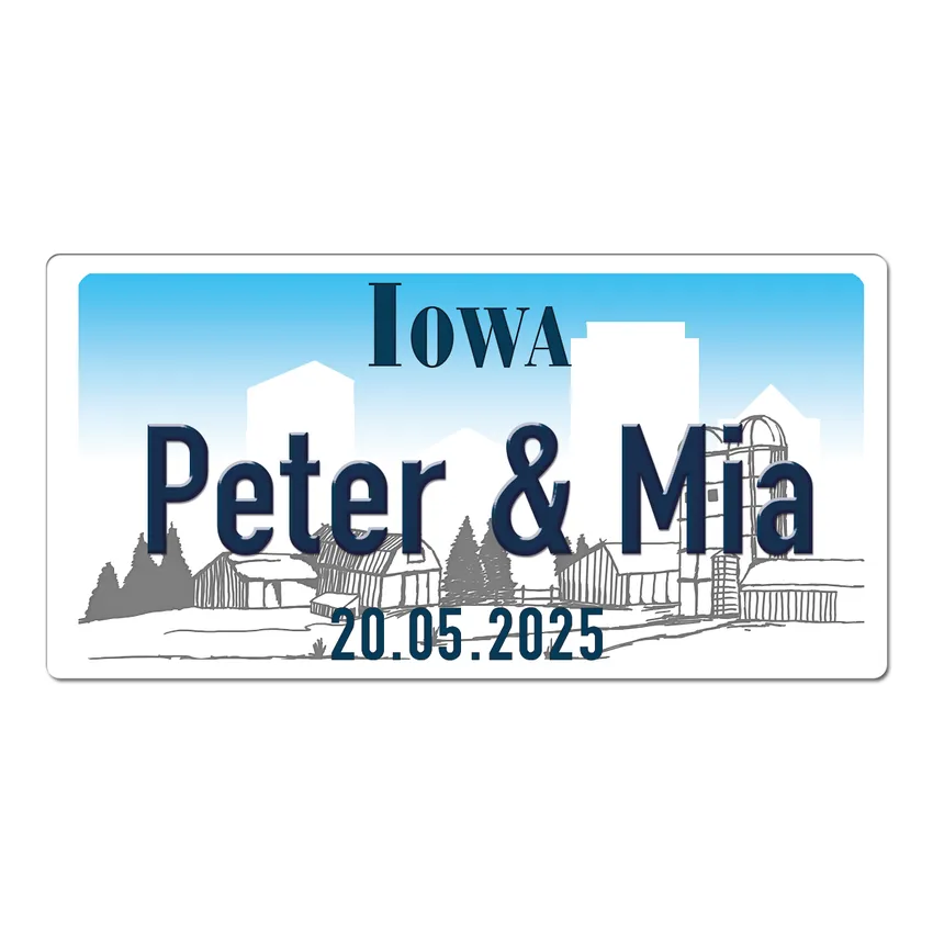 Iowa USA Kfz Kennzeichen mit Wunschtext Dekoschild - bedruckt 30 x 15 cm