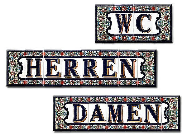 Spanisches Fliesen-Set Damen, Herren und WC