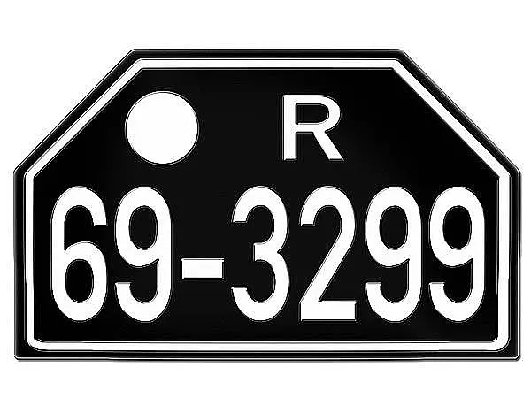 PKW Nummernschild Besatzungszeit R 1948 - 56 Replika - Britische Zone Rheinland