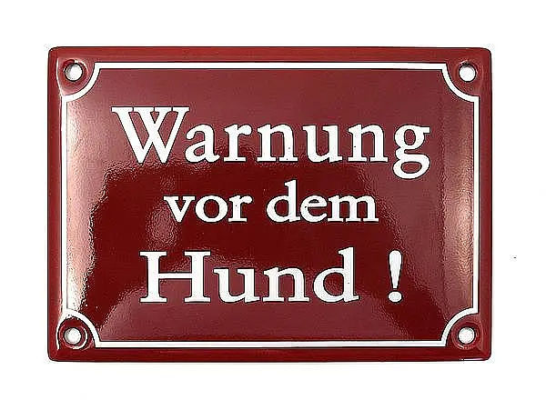 Emailleschild - Warnung vor dem Hund! - 17 x 12 cm