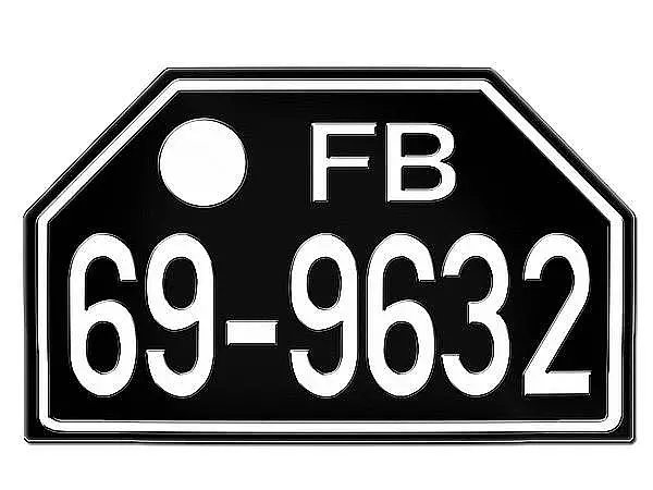 PKW Nummernschild Besatzungszeit FB 1948 - 56 Replika - Französische Besatzungszone Südbaden