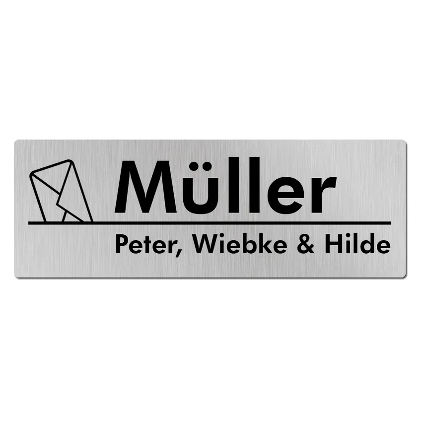 Aluminium Namensschild für den Briefkasten - Envelope