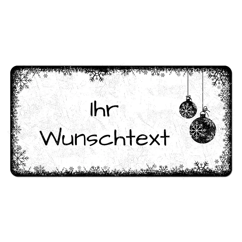 Weihnachtsdeko Schild mit Wunschtext - Farbe weiß - Format 20 x 10 cm