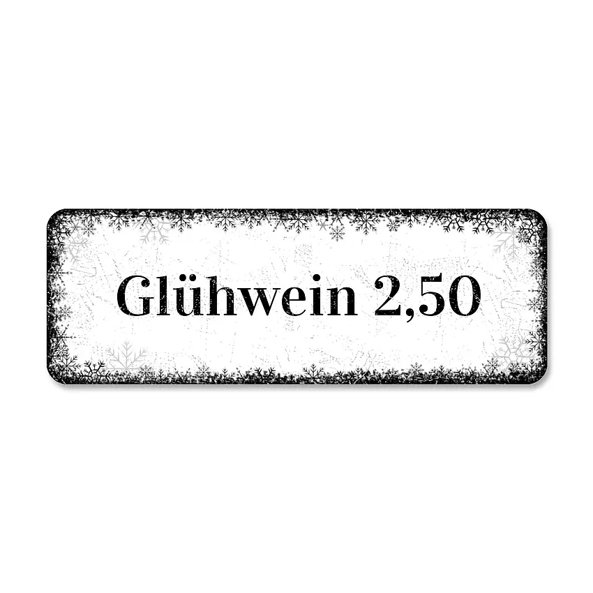 Weihnachtsdeko Schild mit Wunschtext - Farbe weiß - Format 10 x 3,5 cm
