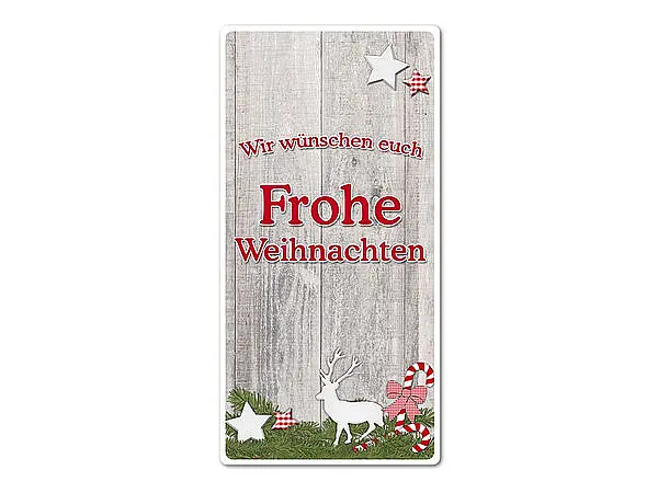 Hüttentraum Dekoschild Frohe Weihnachten oder mit Wunschtext - 10 x 20 cm