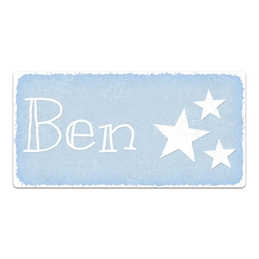 Türschild fürs Kinderzimmer mit Wunschname vintage hellblau 20 x 10 cm