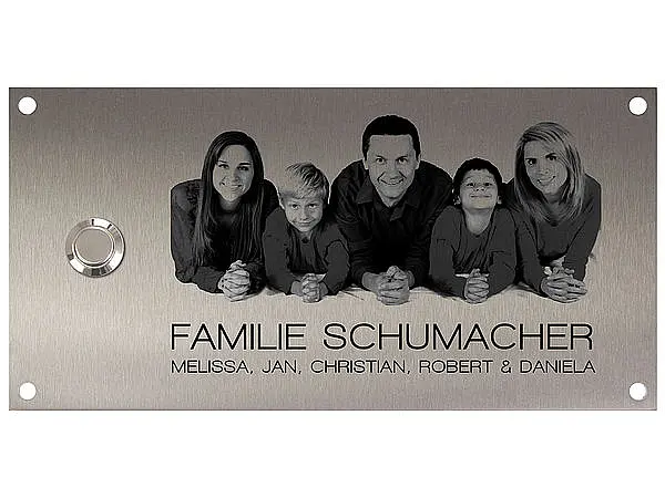 Klingelschild aus Edelstahl 20 x 10 cm mit Ihrem Foto
