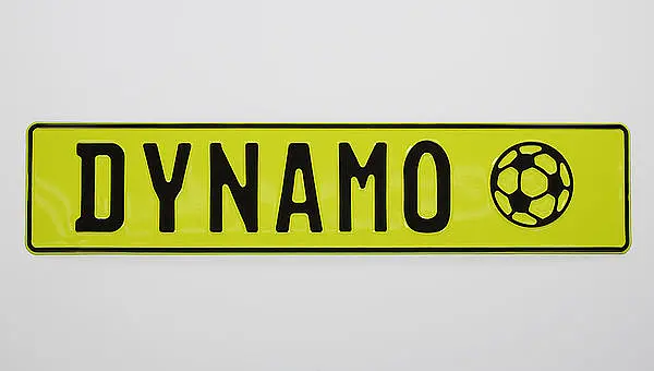 Kennzeichen mit Wunschname und Symbol neongelb