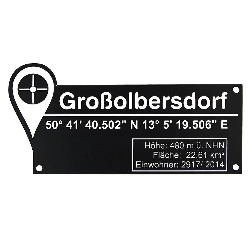 Schild mit GPS-Daten aus Acryl - in vielen Farben