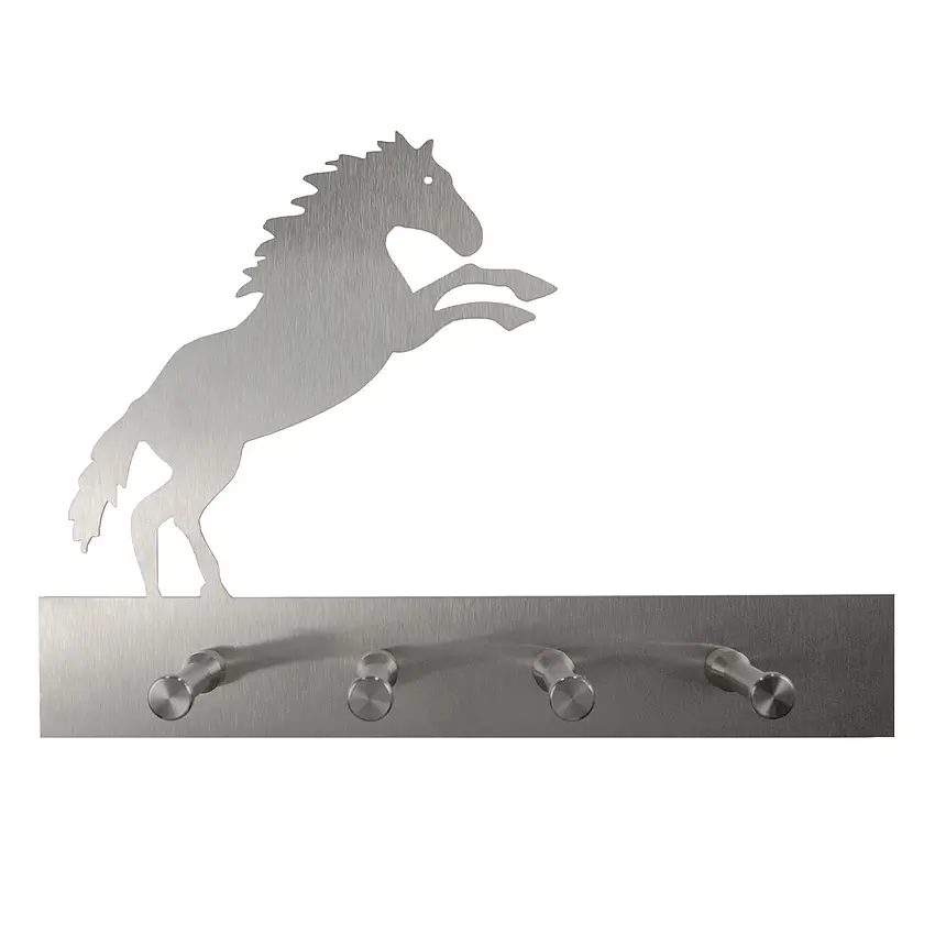 Garderobe aus Edelstahl Motiv Pferd