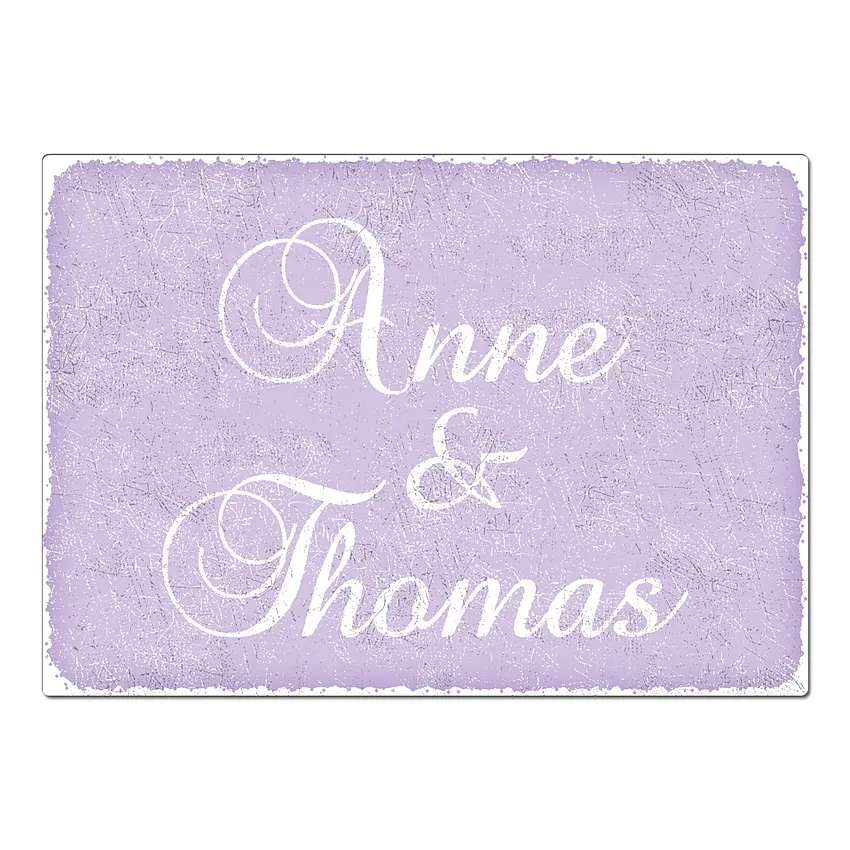 Schild zur Hochzeit mit Namen des Brautpaares A3 violett