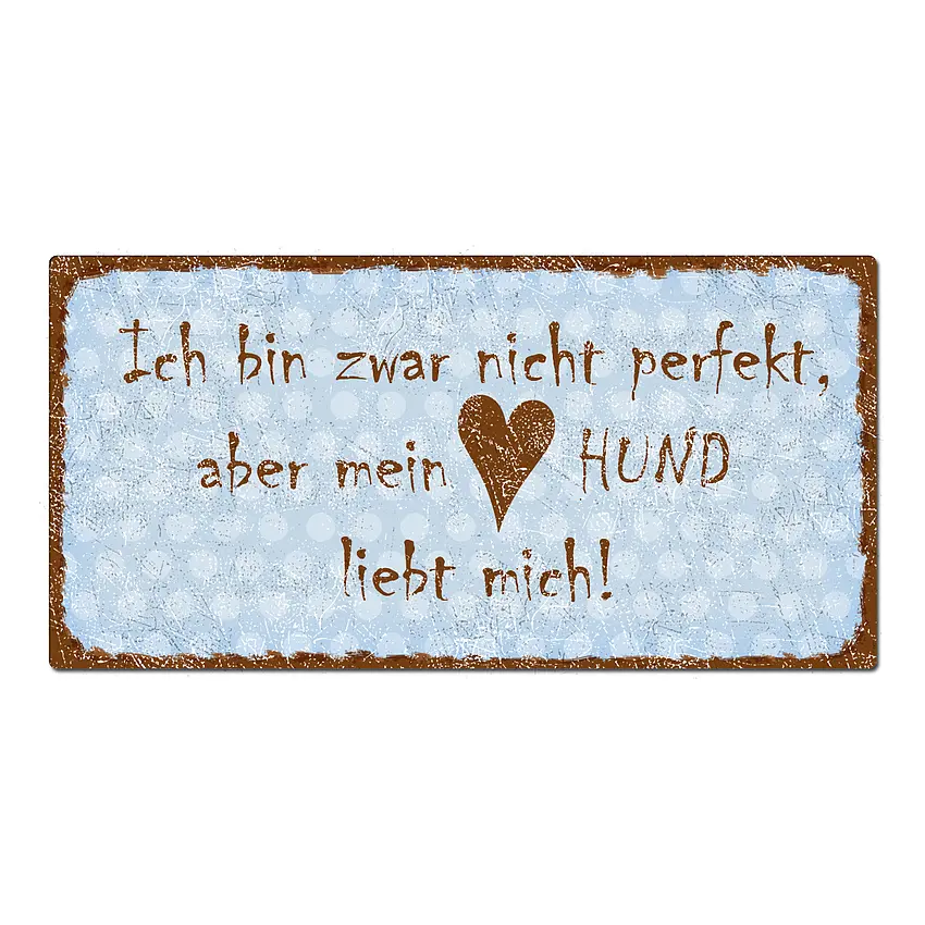 Ich bin zwar nicht perfekt, aber mein Hund liebt mich 30 x 15 cm