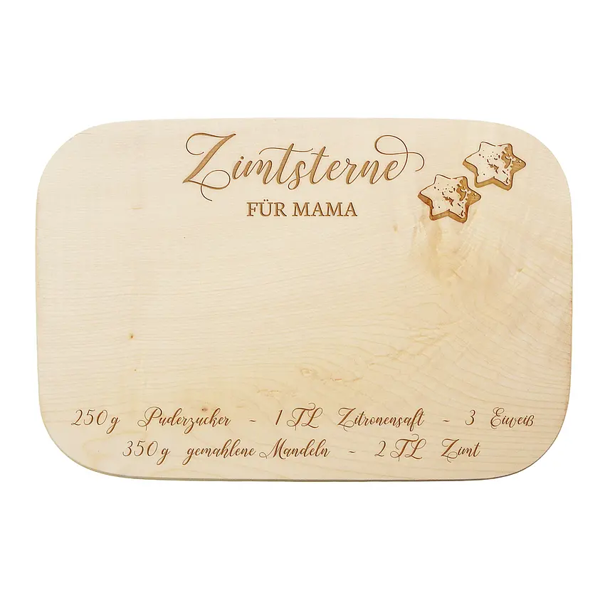 Schneidebrett mit Gravur in mehreren Größen 'Zimtsterne'