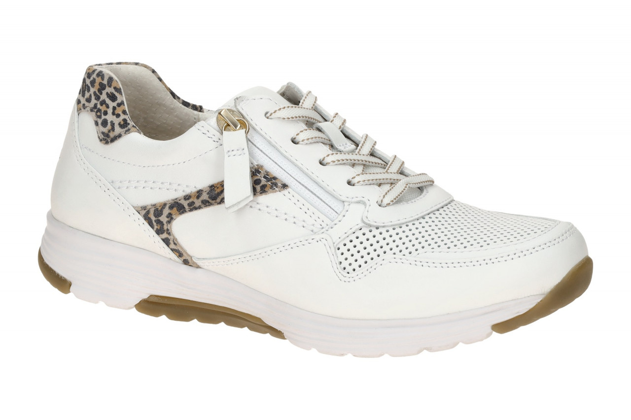 Gabor 86.978.25 ROLLINGSOFT Damen Sneaker Wei? Leo-Muster Trendig & Bequem
