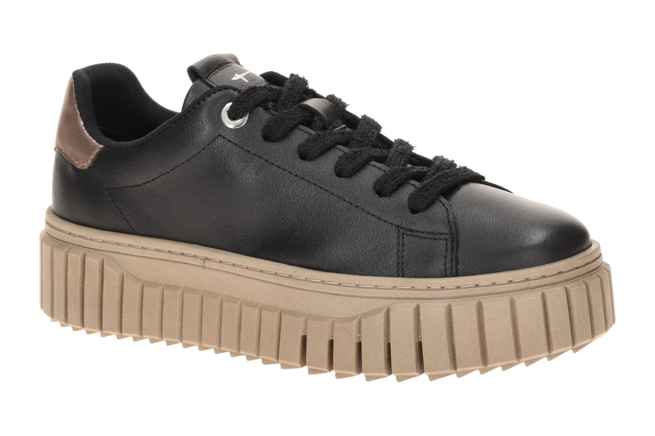 Tamaris 1-23702-45 Schwarz Plateau Sneaker Damen schwarz gold metallic Flex-Zone