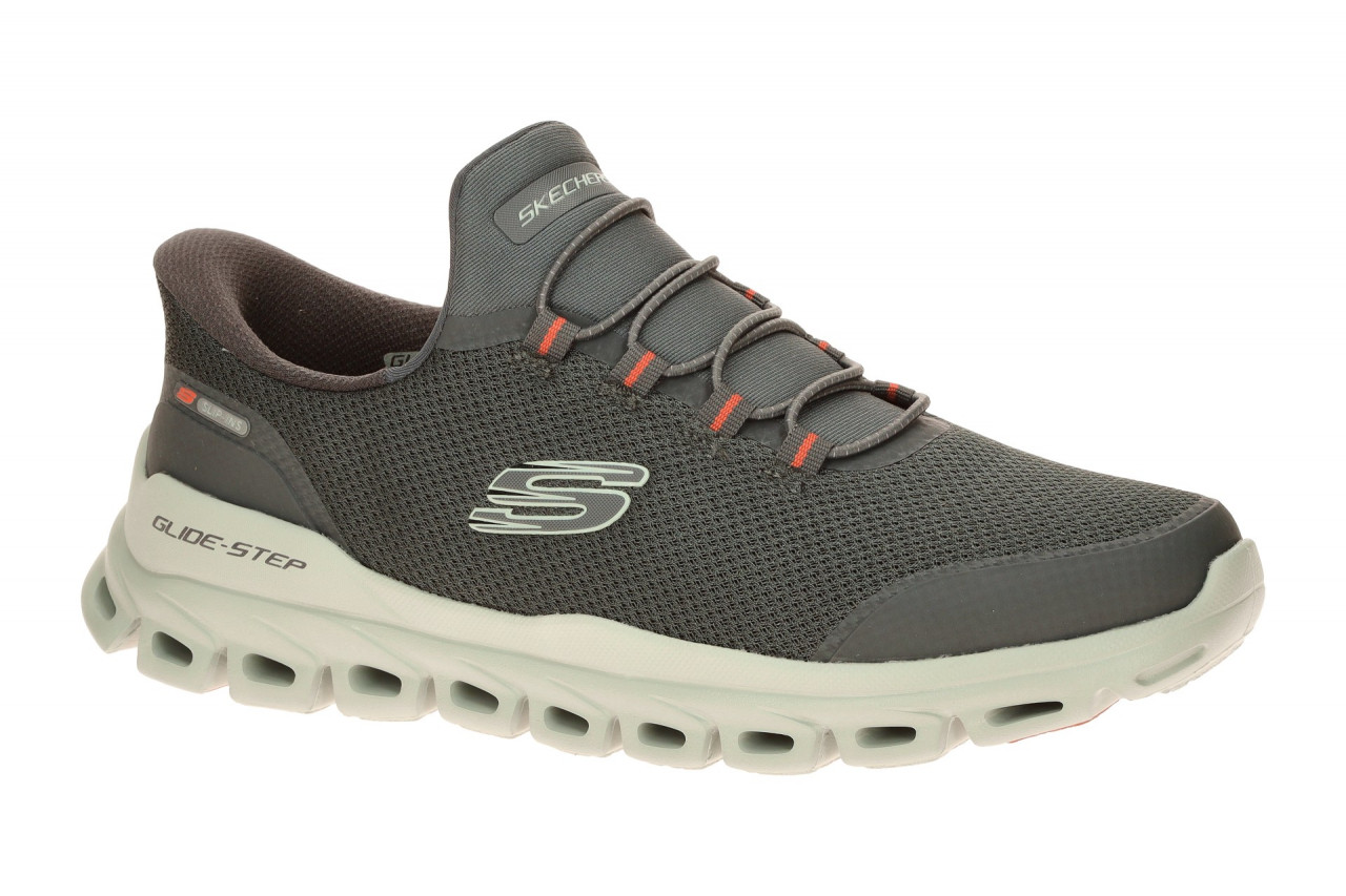 Skechers 233017 CCOR Herren Slip-On Sneaker Grau/Orange Memory Foam