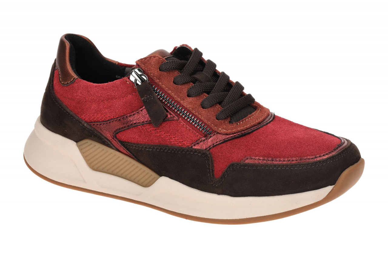Gabor 76.957.42 ROLLINGSOFT Damenschuhe Sneaker dunkelrot Echtleder-Fu?bett