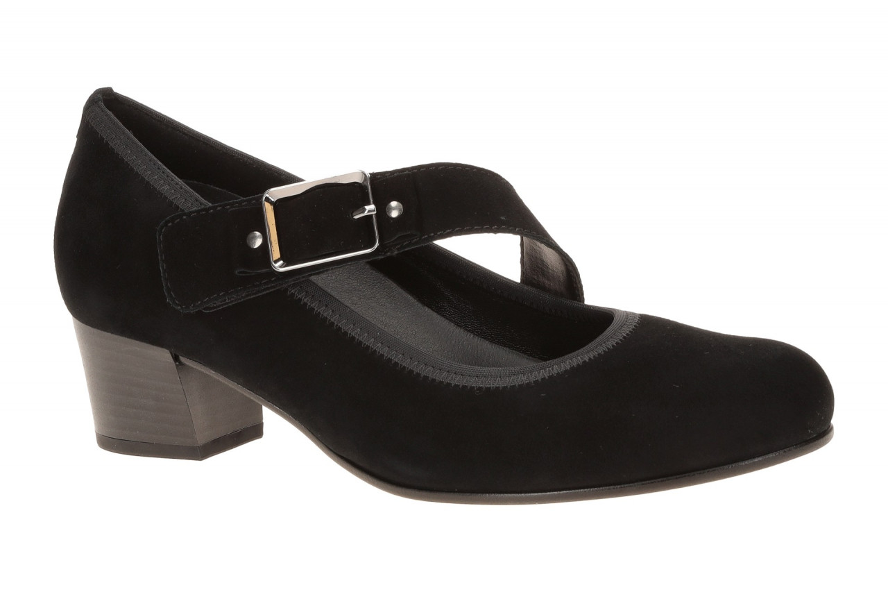 Gabor 3013 Spangenpumps Schwarz Velourleder Wechselfu?bett Rund H - Extra Weit