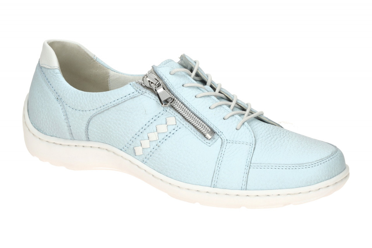 Waldl?ufer 496054 HENNI Damenschuhe bequeme Schn?r-Halbschuhe in Blau/Wei?