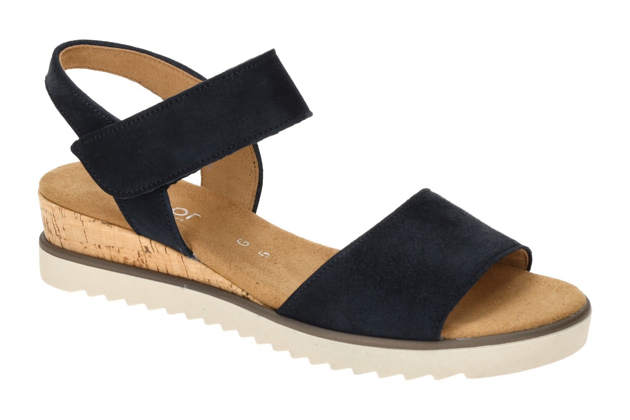 Gabor 62.750 Damen Sandalette dunkelblau Korkkeil Riemchensandale