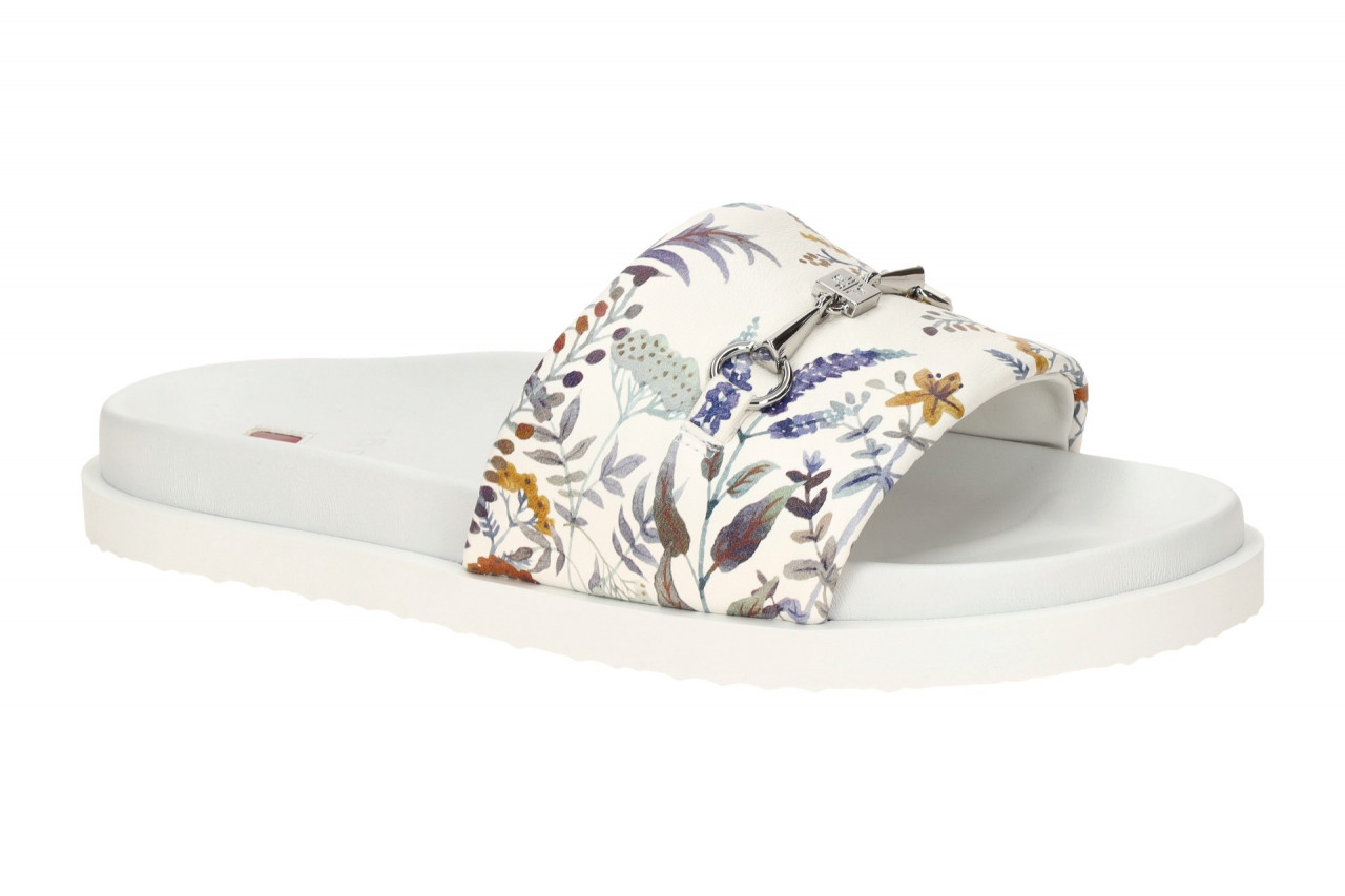 H?gl 0859 0299 Damen Pantoletten wei?/multi Blumen-Print Echtleder bequem