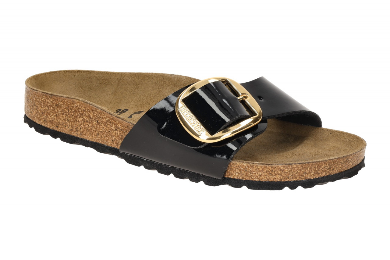 Birkenstock Damen Pantoletten Madrid Big Buckle 1027785 in Schwarz Patent Bla...